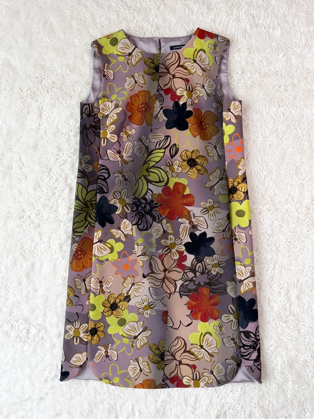 Luisa Cerano Woman Floral Butterfly Relax Shift Dress US8 Classic Boho Luxury
